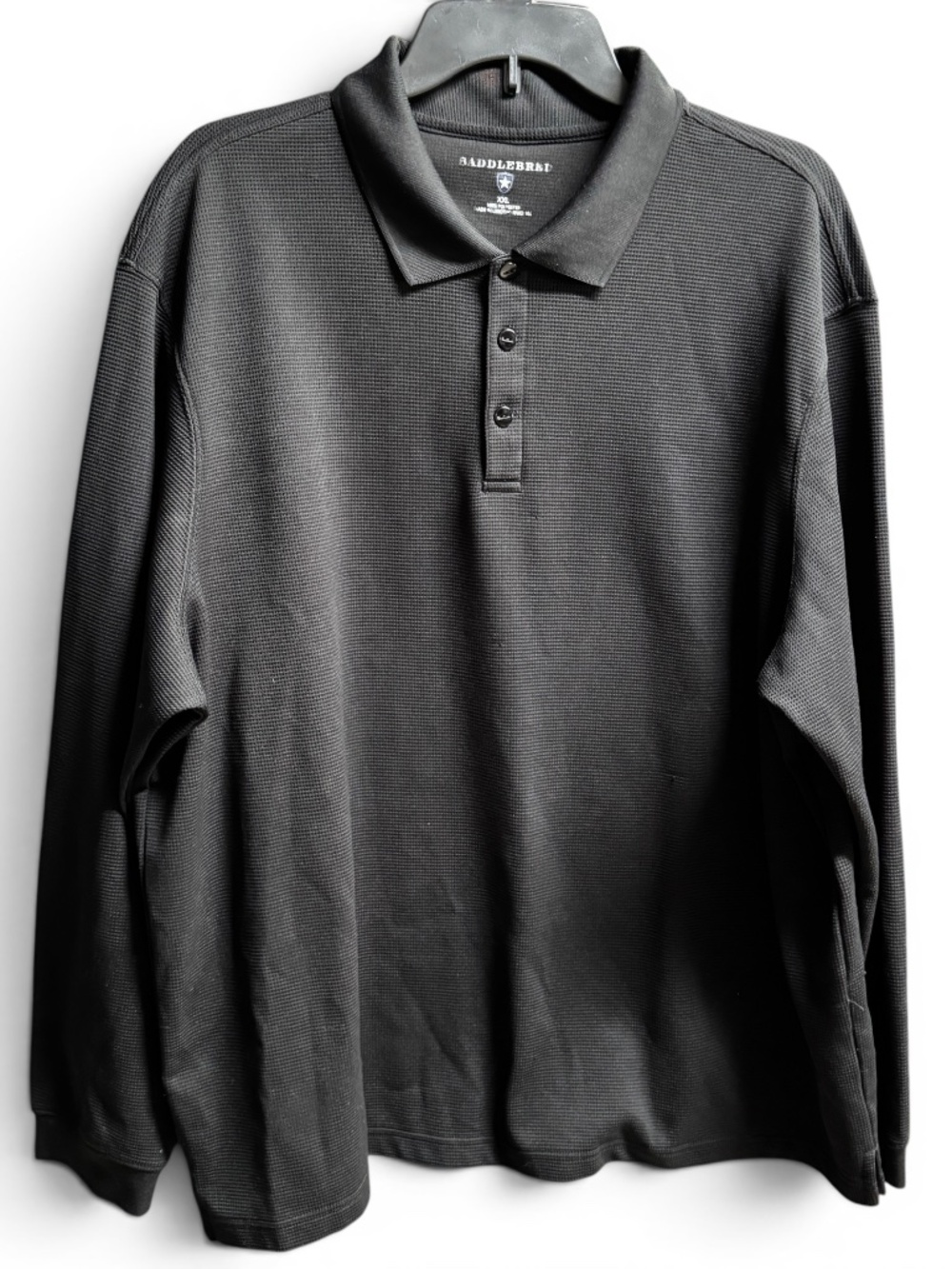 SaddleBred Black Performance Long Sleeve Polo Shirt XXL Golf Work Casual